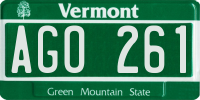 VT license plate AGO261