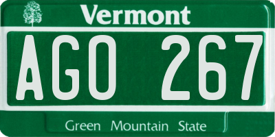 VT license plate AGO267