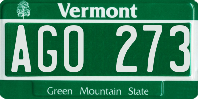 VT license plate AGO273