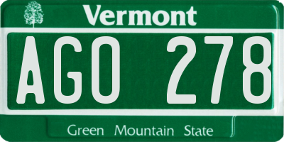 VT license plate AGO278
