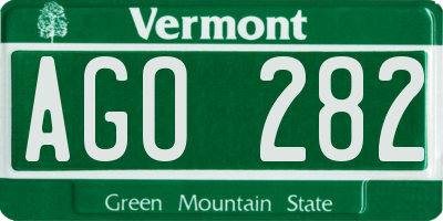 VT license plate AGO282