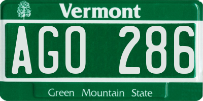 VT license plate AGO286