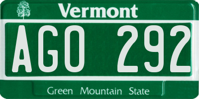 VT license plate AGO292