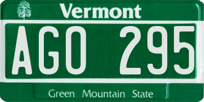 VT license plate AGO295
