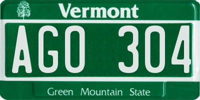VT license plate AGO304
