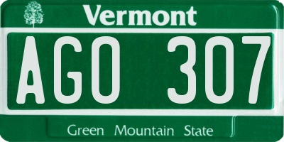VT license plate AGO307