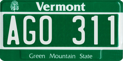 VT license plate AGO311