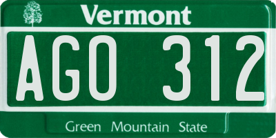 VT license plate AGO312
