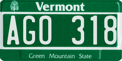 VT license plate AGO318