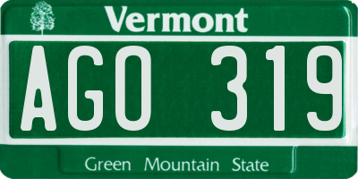 VT license plate AGO319
