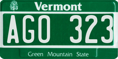 VT license plate AGO323