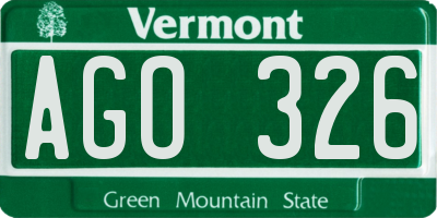 VT license plate AGO326