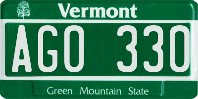 VT license plate AGO330