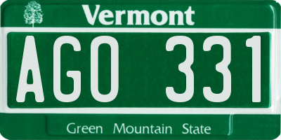 VT license plate AGO331