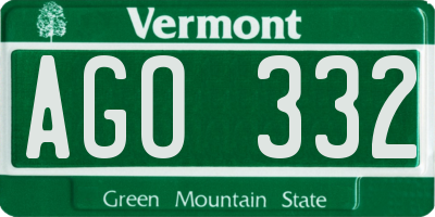 VT license plate AGO332