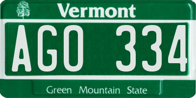 VT license plate AGO334