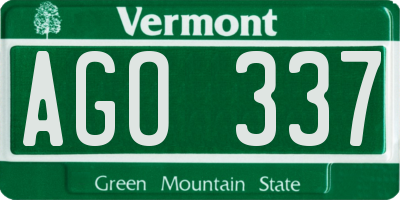 VT license plate AGO337