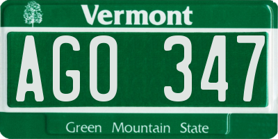 VT license plate AGO347