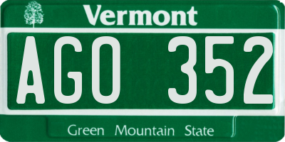 VT license plate AGO352