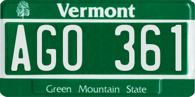 VT license plate AGO361