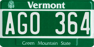 VT license plate AGO364