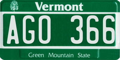 VT license plate AGO366