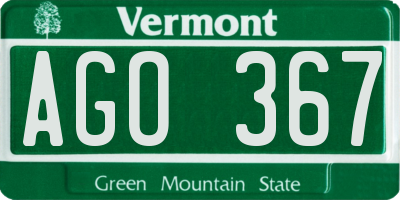 VT license plate AGO367