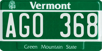 VT license plate AGO368