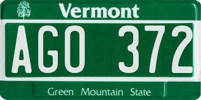 VT license plate AGO372