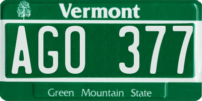 VT license plate AGO377