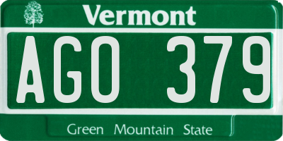 VT license plate AGO379