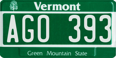 VT license plate AGO393
