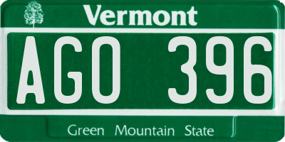 VT license plate AGO396