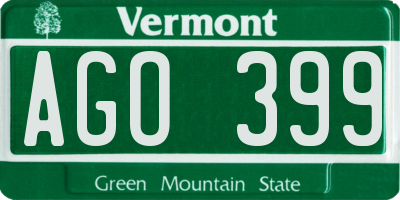 VT license plate AGO399