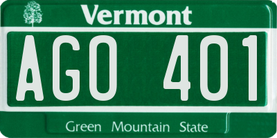VT license plate AGO401