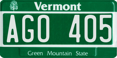 VT license plate AGO405