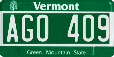 VT license plate AGO409