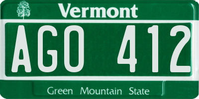 VT license plate AGO412