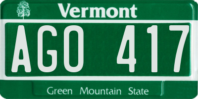 VT license plate AGO417