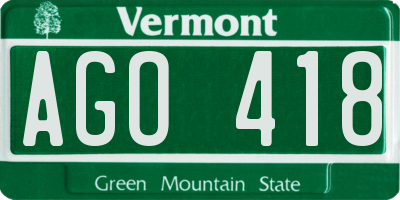 VT license plate AGO418