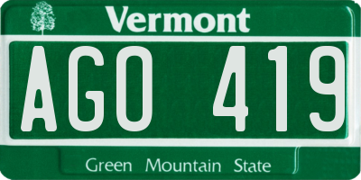 VT license plate AGO419