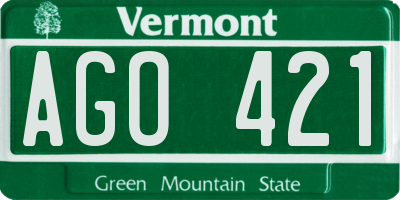 VT license plate AGO421