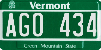 VT license plate AGO434