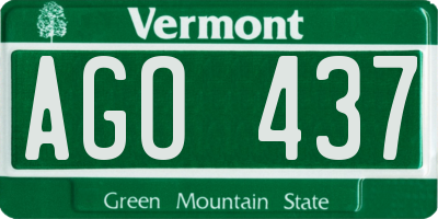 VT license plate AGO437