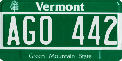 VT license plate AGO442