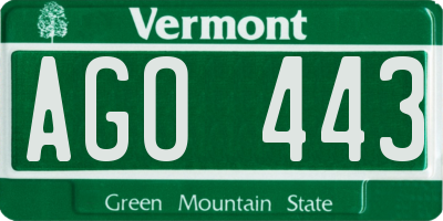 VT license plate AGO443