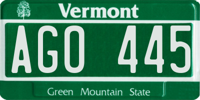 VT license plate AGO445