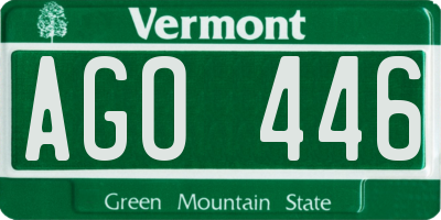 VT license plate AGO446