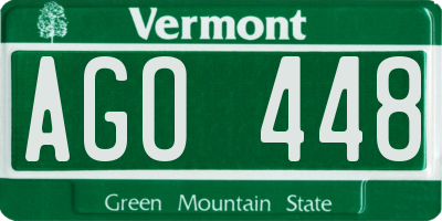 VT license plate AGO448