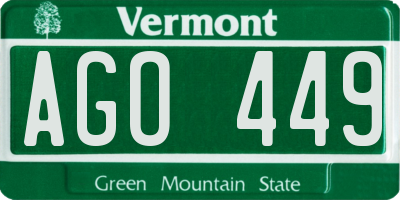 VT license plate AGO449